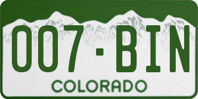 CO license plate 007BIN