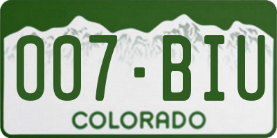 CO license plate 007BIU