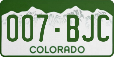 CO license plate 007BJC
