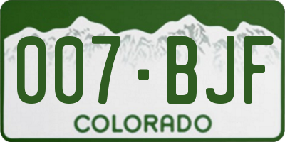 CO license plate 007BJF