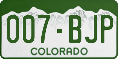CO license plate 007BJP