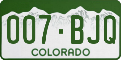 CO license plate 007BJQ