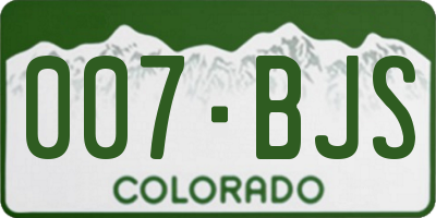 CO license plate 007BJS