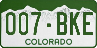 CO license plate 007BKE