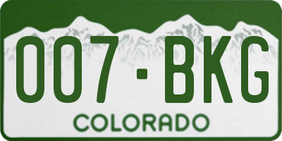 CO license plate 007BKG