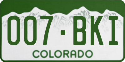 CO license plate 007BKI