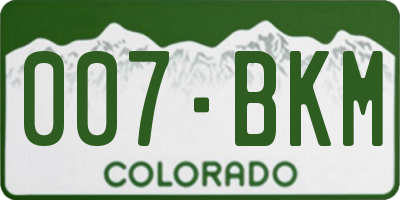 CO license plate 007BKM