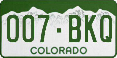 CO license plate 007BKQ