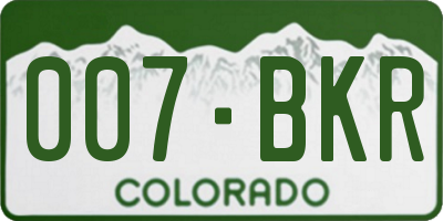 CO license plate 007BKR