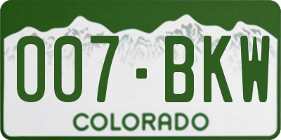 CO license plate 007BKW