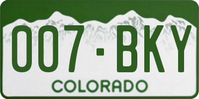 CO license plate 007BKY