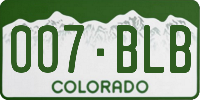 CO license plate 007BLB
