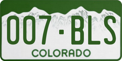 CO license plate 007BLS