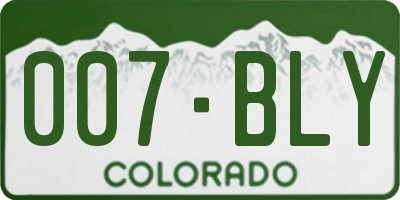 CO license plate 007BLY