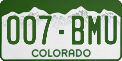 CO license plate 007BMU