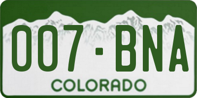 CO license plate 007BNA