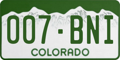 CO license plate 007BNI