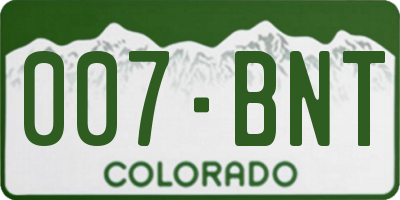 CO license plate 007BNT