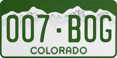 CO license plate 007BOG
