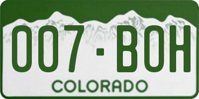 CO license plate 007BOH
