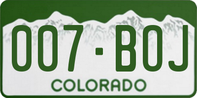 CO license plate 007BOJ