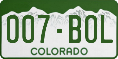 CO license plate 007BOL