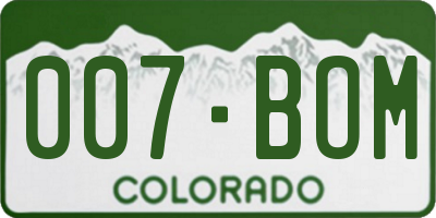CO license plate 007BOM