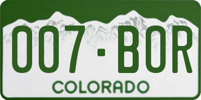 CO license plate 007BOR