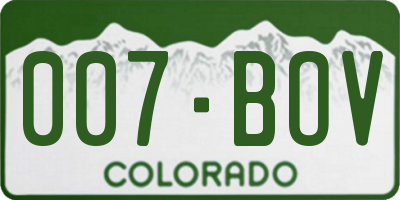 CO license plate 007BOV