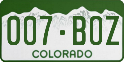 CO license plate 007BOZ
