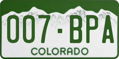 CO license plate 007BPA