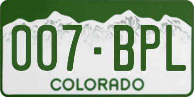 CO license plate 007BPL