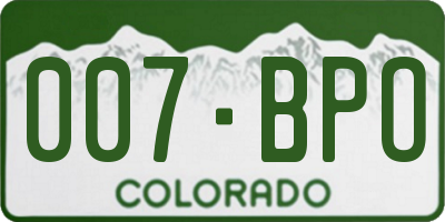 CO license plate 007BPO