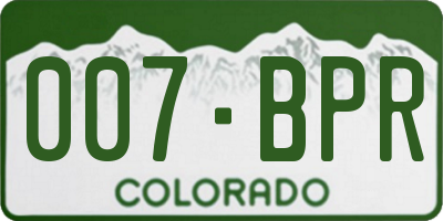 CO license plate 007BPR