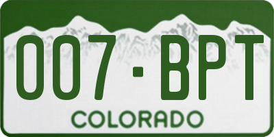 CO license plate 007BPT