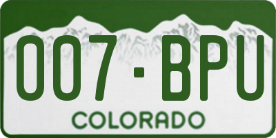 CO license plate 007BPU