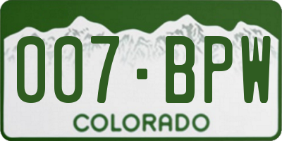 CO license plate 007BPW