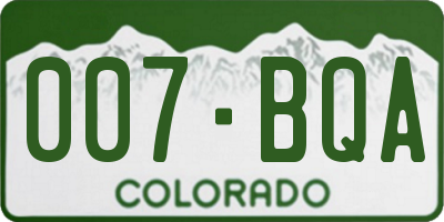 CO license plate 007BQA