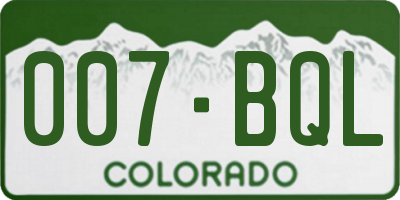 CO license plate 007BQL