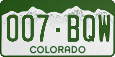 CO license plate 007BQW