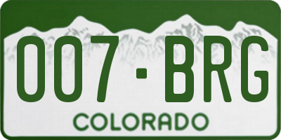 CO license plate 007BRG