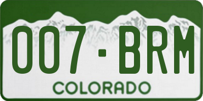 CO license plate 007BRM