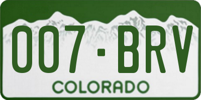 CO license plate 007BRV