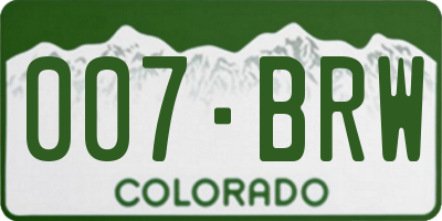 CO license plate 007BRW
