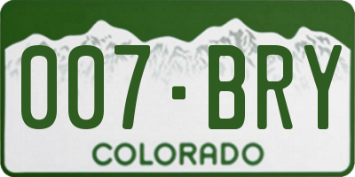 CO license plate 007BRY