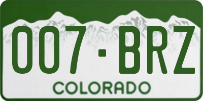 CO license plate 007BRZ