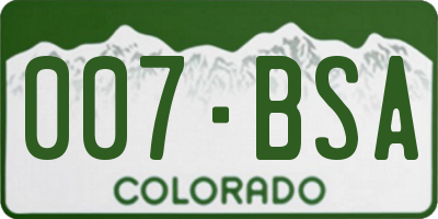 CO license plate 007BSA