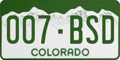 CO license plate 007BSD