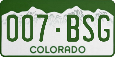 CO license plate 007BSG