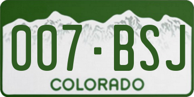 CO license plate 007BSJ
